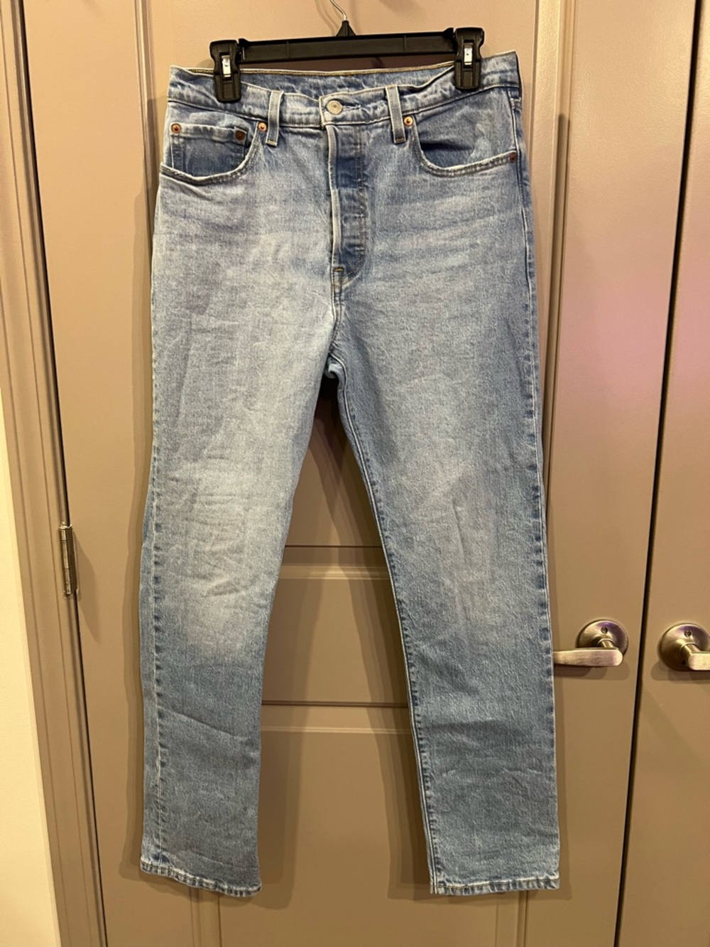 Levi's 501 Faded Light Blue Slim Straight Jeans